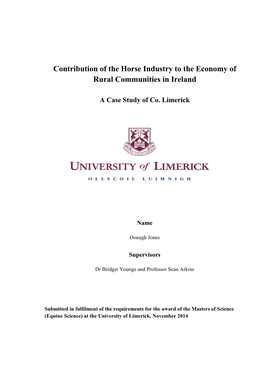 Contribution of the Horse Industry to the Economy of Rural Communities in Ireland