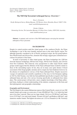 The NSF-Fiji Terrestrial Arthropod Survey: Overview1,2