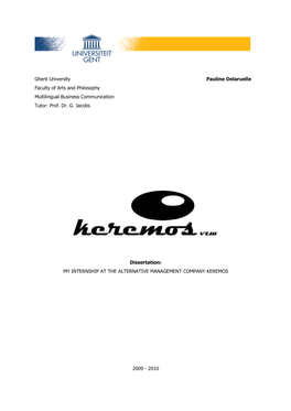 Dissertation: MY INTERNSHIP at the ALTERNATIVE MANAGEMENT COMPANY KEREMOS