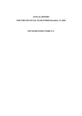 ANNUAL REPORT for the FINANCIAL YEAR ENDED December 31, 2020 NXP SEMICONDUCTORS N.V