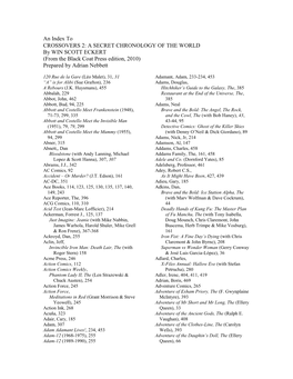 An Index to CROSSOVERS 2: a SECRET CHRONOLOGY of the WORLD by WIN SCOTT ECKERT (From the Black Coat Press Edition, 2010) Prepared by Adrian Nebbett