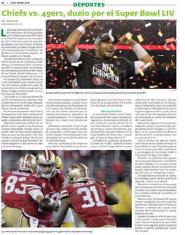 Chiefs Vs. 49Ers, Duelo Por El Super Bowl LIV Por: Redacción Editorial@Noticiali.Com