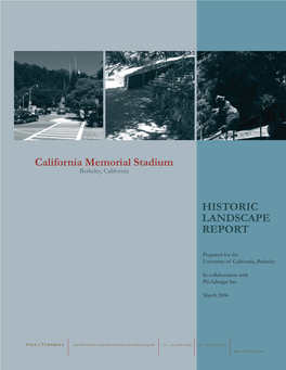 California Memorial Stadium Landscape Table of Contents University of California, Berkeley Final Draft Berkeley, CA
