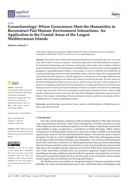 Geoarchaeology: Where Geosciences Meet the Humanities to Reconstruct Past Human–Environment Interactions