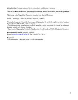 Palaeoclimate Proxy Data from North Africa and Adjacent Areas of The