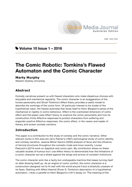 The Comic Robotic: Tomkins’S Flawed Automaton and the Comic Character Marty Murphy Western Sydney University