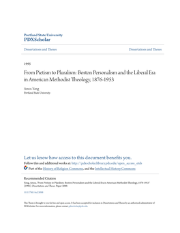 Boston Personalism and the Liberal Era in American Methodist Theology, 1876-1953