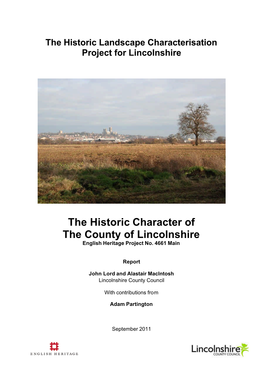 The Historic Character of the County of Lincolnshire English Heritage Project No
