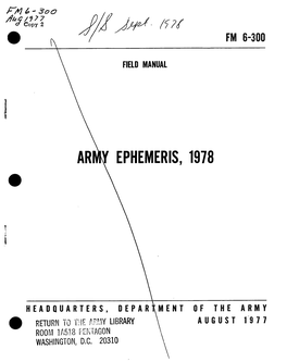 FM 6-300: Army Ephemeris 1978