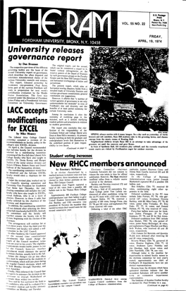 University Releases Governance Report LACC Accepts Modifications For