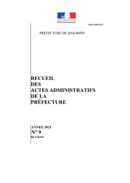 Recueil Des Actes Administratifs De La Préfecture