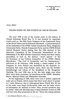 Jerzy Eisler POLISH RADIO on the EVENTS of 1956 in POLAND The