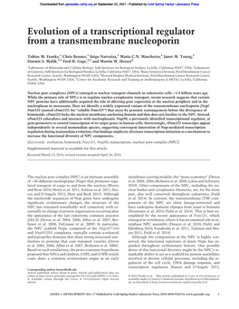 Evolution of a Transcriptional Regulator from a Transmembrane Nucleoporin