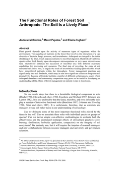 The Functional Role of Forest Soil Arthropods