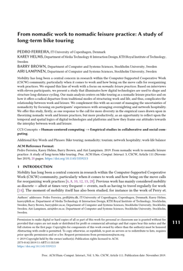 From Nomadic Work to Nomadic Leisure Practice: a Study of Long-Term Bike Touring