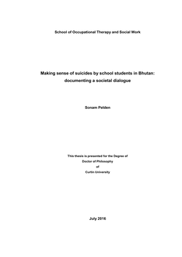 Making Sense of Suicides by School Students in Bhutan: Documenting a Societal Dialogue