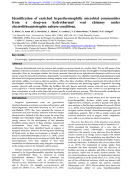 Identification of Enriched Hyperthermophilic Microbial Communities from a Deep-Sea Hydrothermal Vent Chimney Under Electrolithoautotrophic Culture Conditions