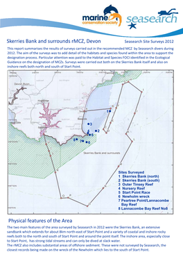 Skerries Bank and Surrounds Rmcz, Devon Physical Features of the Area