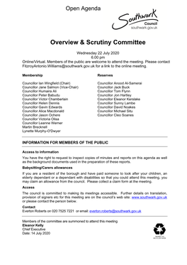 (Public Pack)Agenda Document for Overview & Scrutiny Committee, 22