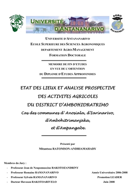 Etat Des Lieux Et Analyse Prospective Etat Des Lieux Et Analyse Prospective Des Activites Agricoles Vites Agricoles Vites Agric