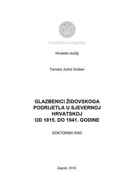 Glazbenici Židovskoga Podrijetla U Sjevernoj Hrvatskoj Od 1815