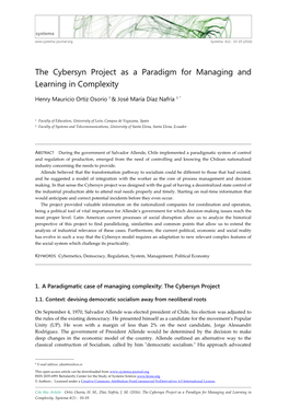 The Cybersyn Project As a Paradigm for Managing and Learning in Complexity