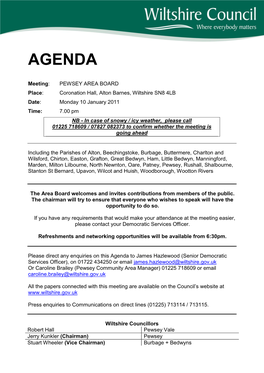 (Public Pack)Agenda Document for Pewsey Area Board, 10/01/2011 19:00