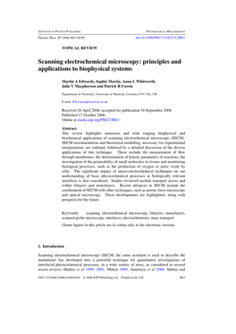 Scanning Electrochemical Microscopy: Principles and Applications to Biophysical Systems