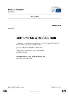 En En Motion for a Resolution