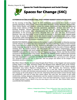 Spaces for Change (S4C)