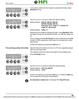 User Guide the Menu If You Wish to Define the Form Length Via Standard