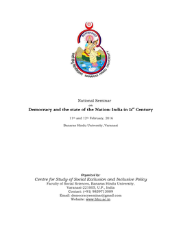 Democracy and the State of the Nation: India in 21St Century