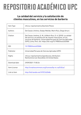 La Calidad Del Servicio Y La Satisfacción De Clientes Masculinos, En Los Servicios De Barbería