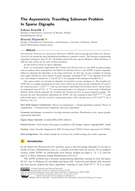 The Asymmetric Travelling Salesman Problem in Sparse Digraphs