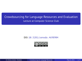 Crowdsourcing for Language Resources and Evaluation Lecture at Computer Science Club