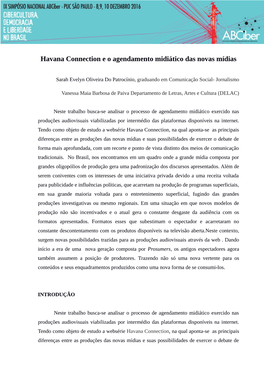 Havana Connection E O Agendamento Midiático Das Novas Mídias