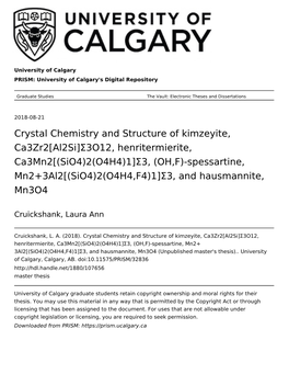 Crystal Chemistry and Structure of Kimzeyite, Ca3zr2[Al2si]