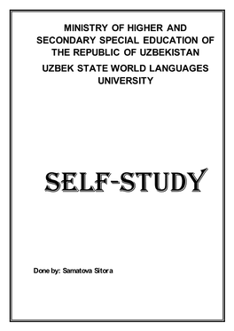 Ministry of Higher and Secondary Special Education of the Republic of Uzbekistan Uzbek State World Languages University