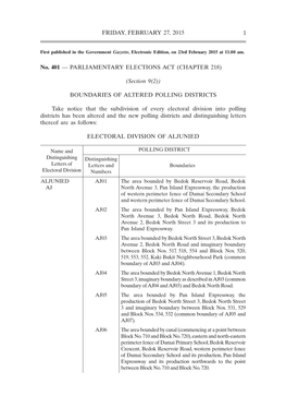 GAZETTE Boundaries of Altered Polling Districts