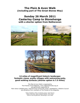 The Plain & Avon Walk Sunday 26 March 2011 Casterley Camp To