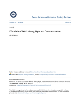 L'escalade of 1602: History, Myth, and Commemoration