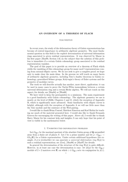 AN OVERVIEW of a THEOREM of FLACH in Recent Years, the Study Of