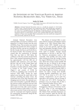An Inventory of the Vascular Plants of Amistad National Recreation Area,Val Verde Co., Texas