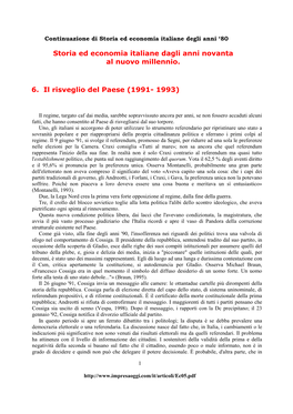 Storia Ed Economia Italiane Dagli Anni Novanta Al Nuovo Millennio