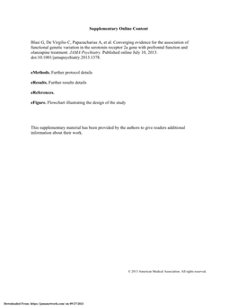 Converging Evidence for the Association of Functional Genetic Variation in the Serotonin Receptor 2A Gene with Prefrontal Function and Olanzapine Treatment