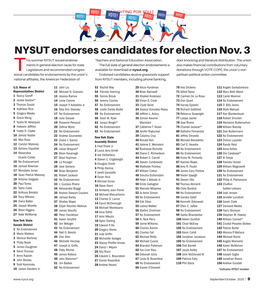 NYSUT Endorses Candidates for Election Nov. 3 His Summer NYSUT Issued Endorse- Teachers and National Education Association