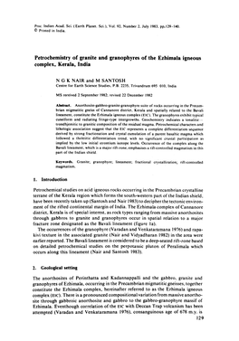 Petrochemistry of Granite and Granophyres of the Ezhimala Igneous Complex, Kerala, India