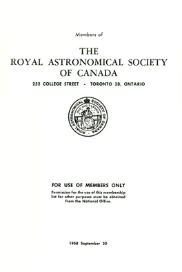 RASC Members 1958