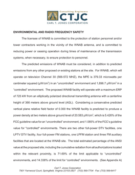 ENVIRONMENTAL and RADIO FREQUENCY SAFETY The