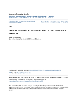 The European Court of Human Rights: Chechnya's Last Chance?